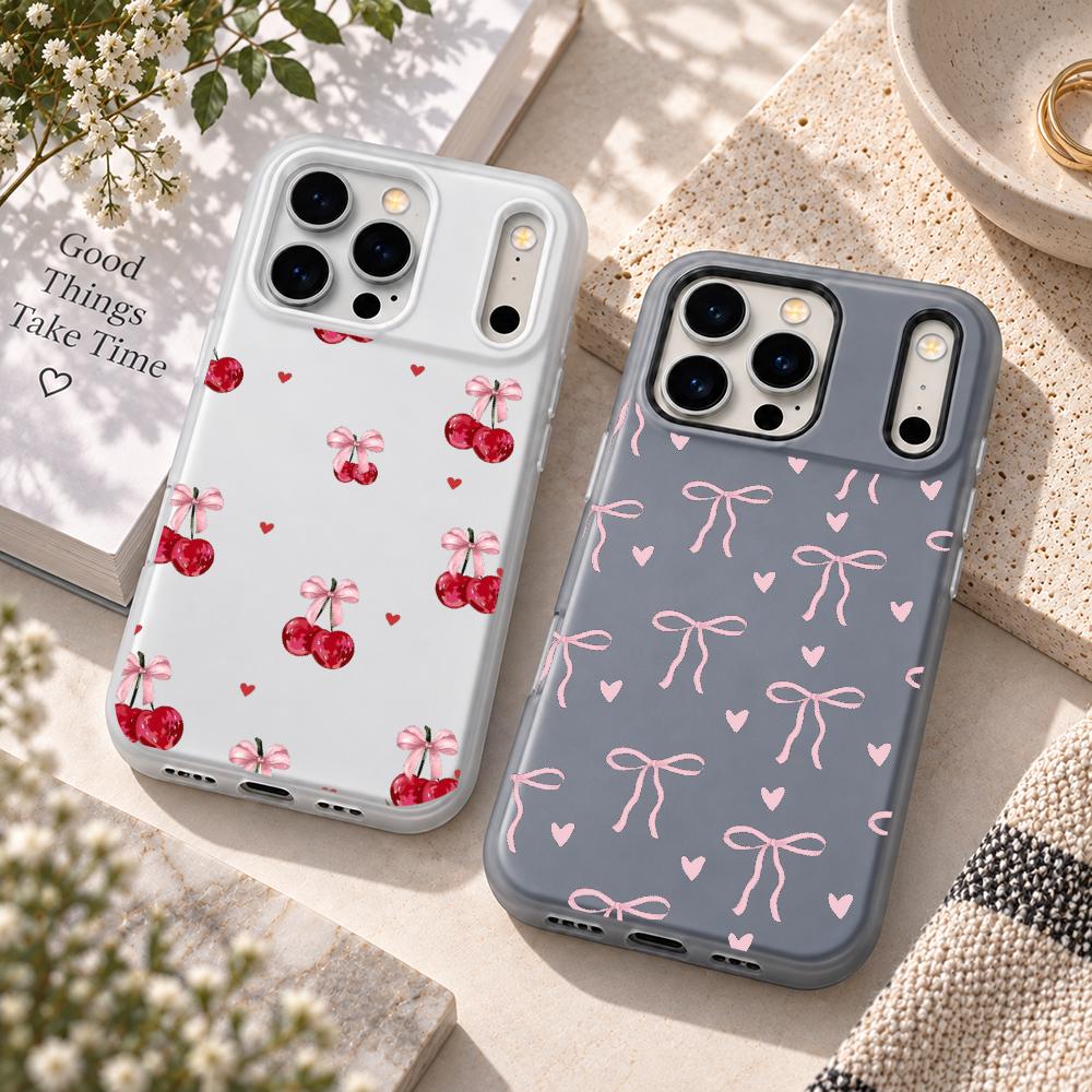 Matte Pc Case - Şirin Pembe Kalp Desenli Telefon Kılıfı,